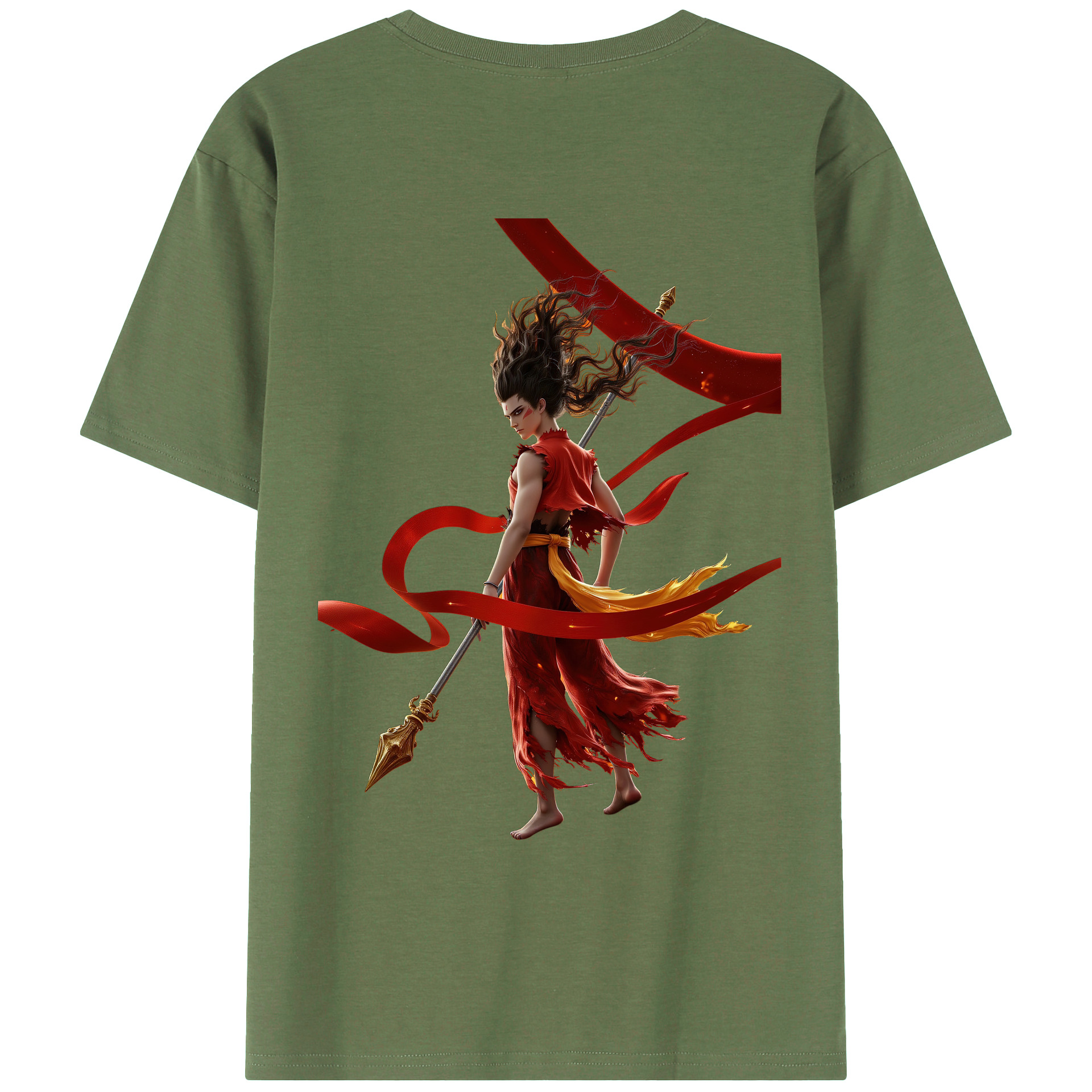 （画像用） Ne Zha 2 ナタ 魔童の大暴れ 綿100％ メンズ半袖Tシャツ（バックプリント） 通気性